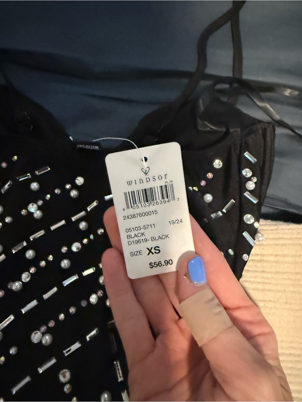 Windsor Black Mini Dress with Iridescent Crystal Embellishments - Picture 2 of 3